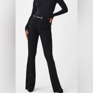 Spanx shape everywear black denim pull on flare pants size medium